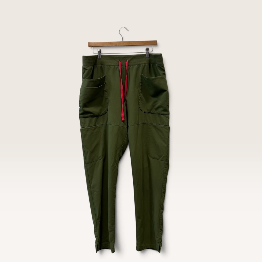 FIGS Technical Collection Olive Green Scrub Pants XL Pink Drawstring W21SW2063
